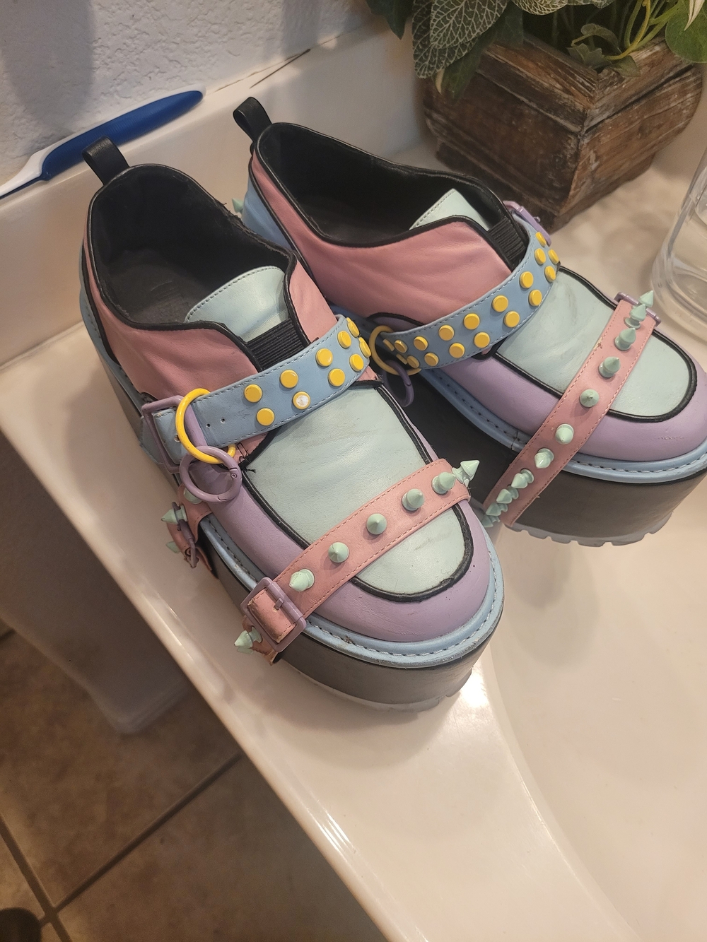 Dolls Kill Pastel Pink Blue Mint Platform Mary Janes